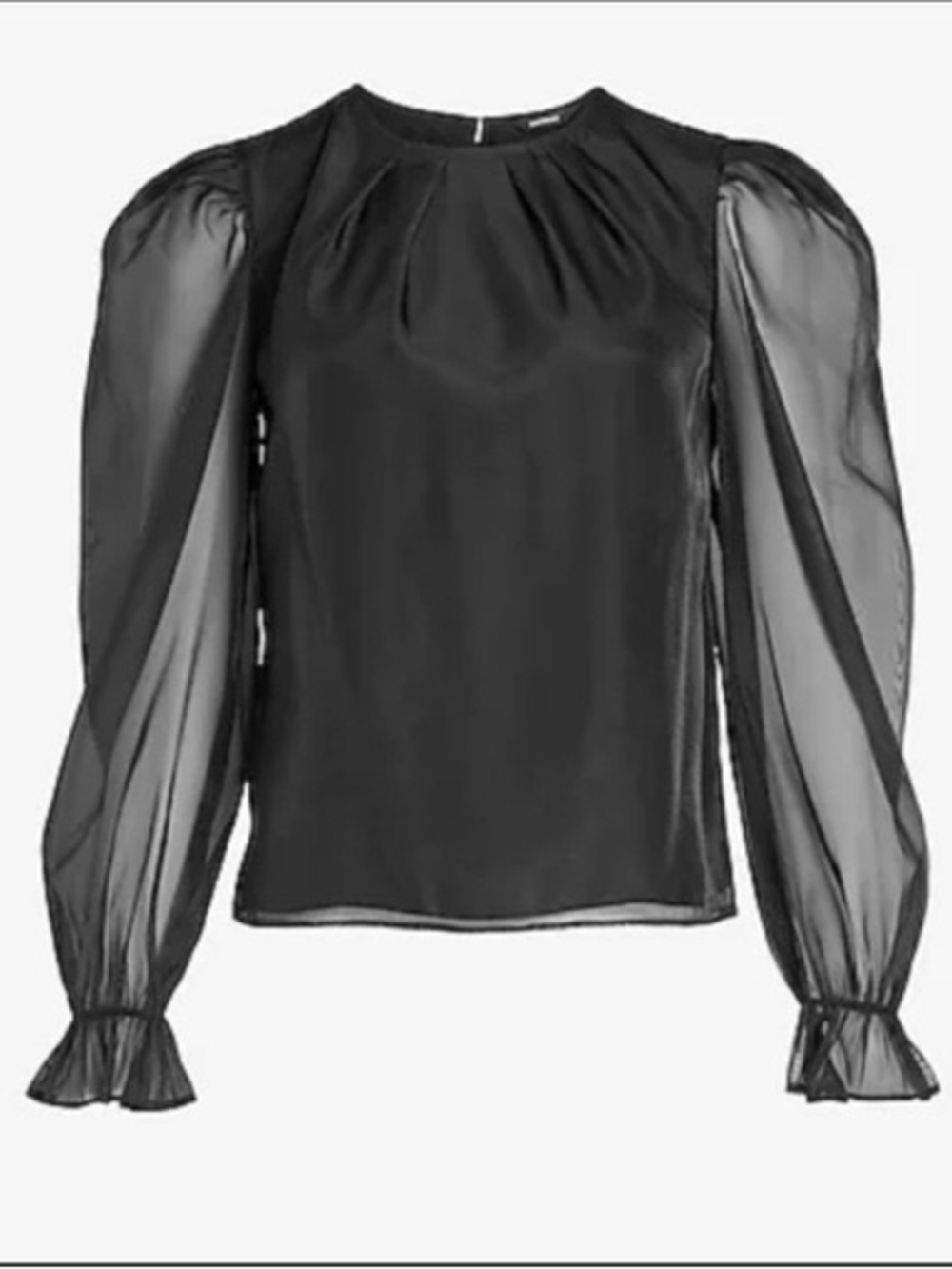 Express Black Sheer-Puff Sleeve Blouse